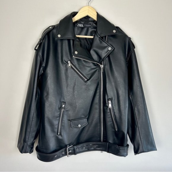 Zara Black Leather Jacket - Picture 4 of 7